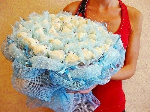 Оригинальный букет из мишек